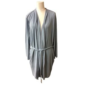 Barefoot Dreams Malibu Sand Washed Jersey Midi Robe Seashore Blue XL BDWMC22670